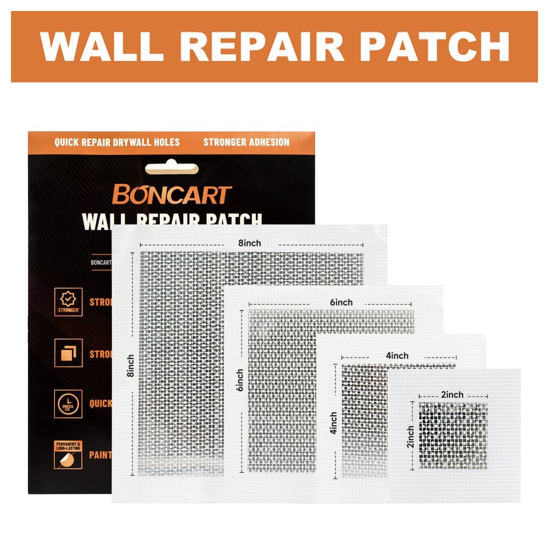 BONCART Drywall Repair Kit,Drywall Patch Repair Kit,2/4/6/8inch Self Adhesive Repair Patch,Quick Repair Drywall Large Holes - Image 3